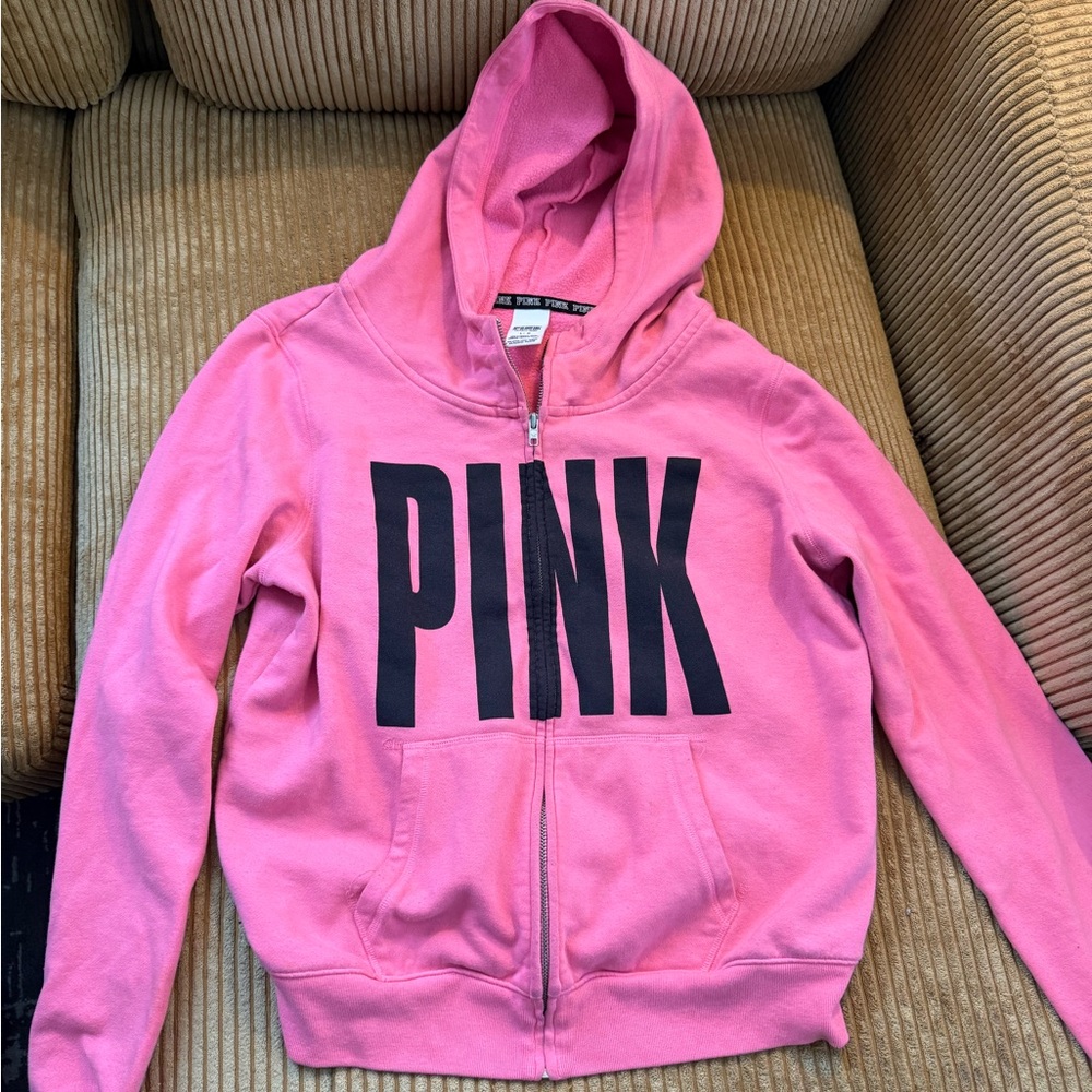 PINK Victoria's Secret Hoodie - Pink with Black Logo